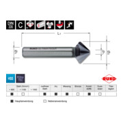 RUKO Ultimatecut Dreischneidiger HSS RUnaTEC, 90°, C, 16,5mm 3fl.