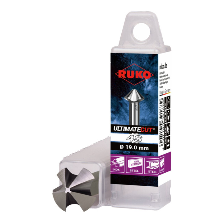Ruko ULTIMATECUT Kegelsenker 4S HSSE-Co 5 DIN 335 90° Ø 10,4 mm