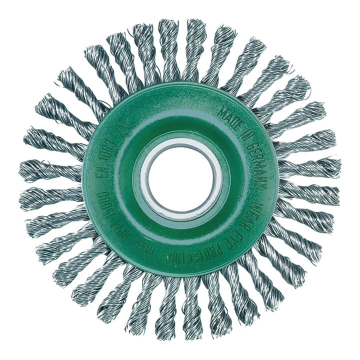 Rundbürste D.115mm Bohr.Drahtstärke 0,5mm VA 6mm 15000min-¹ LESSMANN