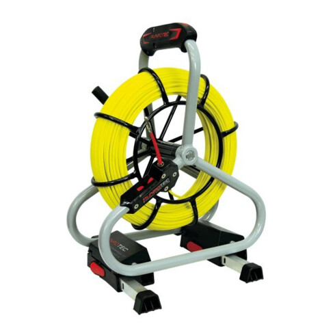 RUNPOTEC Kabeltrekveer-glasvezel met stalen haspel, Bandlengte: 80m