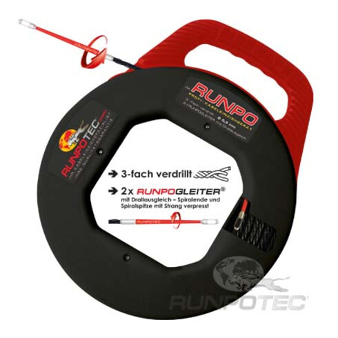 RUNPOTEC Tire-câbles RUNPO 5 torsadé, dans un  boîtier en plastique, Longueur ruban: 20 m