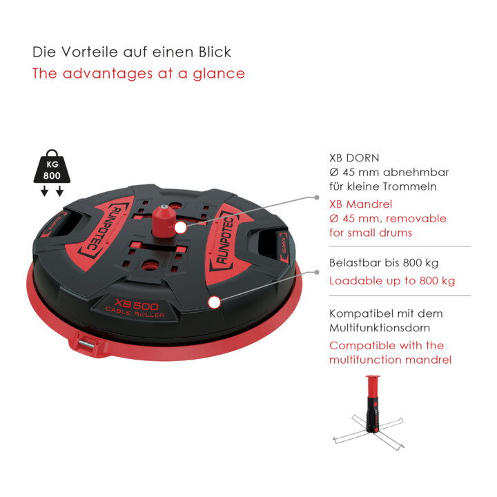 Runpotec Universele Kabelhaspel en Afroller X-BOARD, Diameter: 500 mm