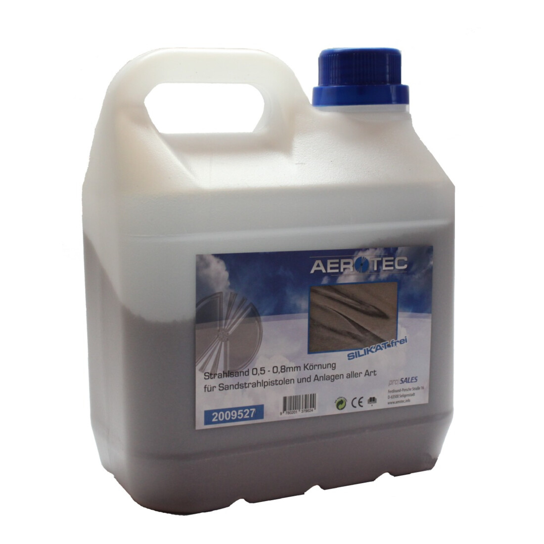 Sable de sablage Aerotec Agent de sablage 1,5 L Granulométrie 0,5- 0,8 mm Bidon
