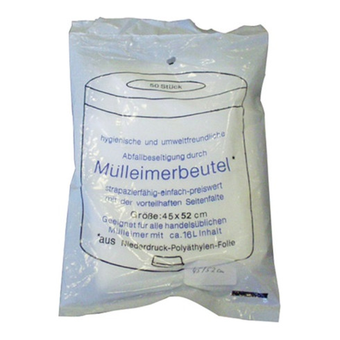 Sac poubelle l.490xL600mm 24 l 7 µm transparent 50un./sachet