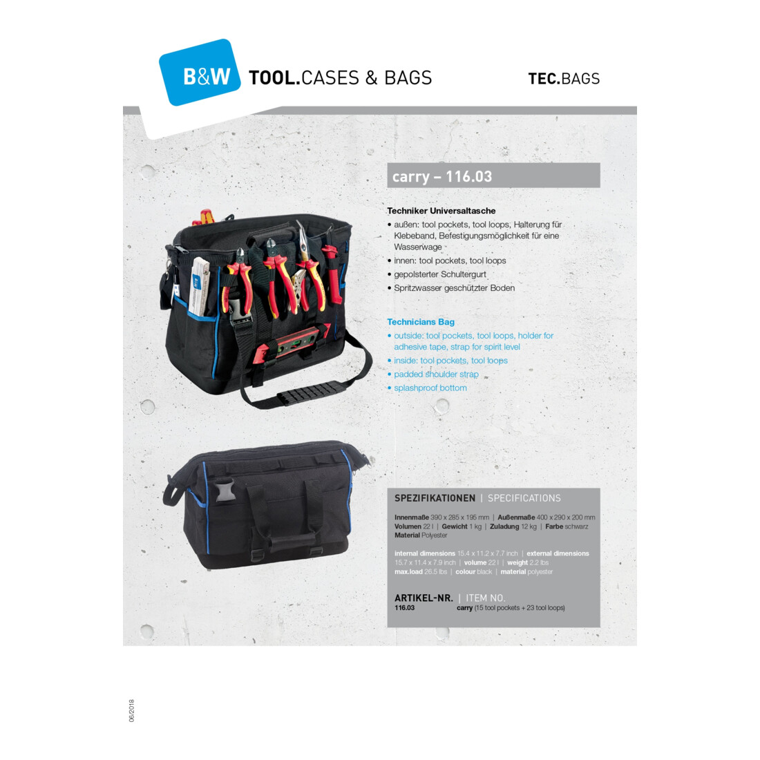 Sac universel  B&W pour Technicien carry