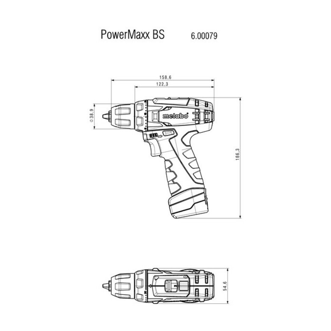 Sacoche pour perceuse sans fil Metabo PowerMaxx BS ; 10.8V 1x2Ah Li-Ion + LC 40