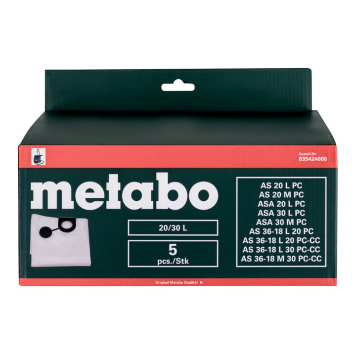 Sacs filtrants en non-tissé Metabo 20/30 litres