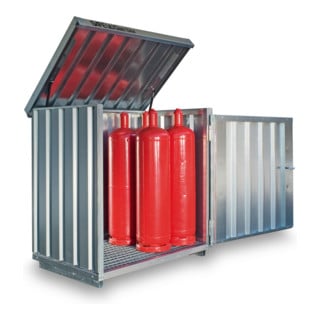 Säbu SAFE Gasflaschenbox GB 1 Verzinkt, montiert mit Gitterrostboden
