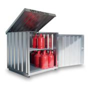 Säbu SAFE Gasflaschenbox GB 2 Verzinkt, montiert mit Gitterrostboden-1