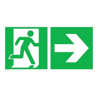 SafetyMarking Fluchtwegschild Alu B300xH150 mm Notausgang rechts mit Pfeil rechts