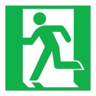 SafetyMarking Fluchtwegschild Folie B150xH150 mm Notausgang links langnachleuchtend