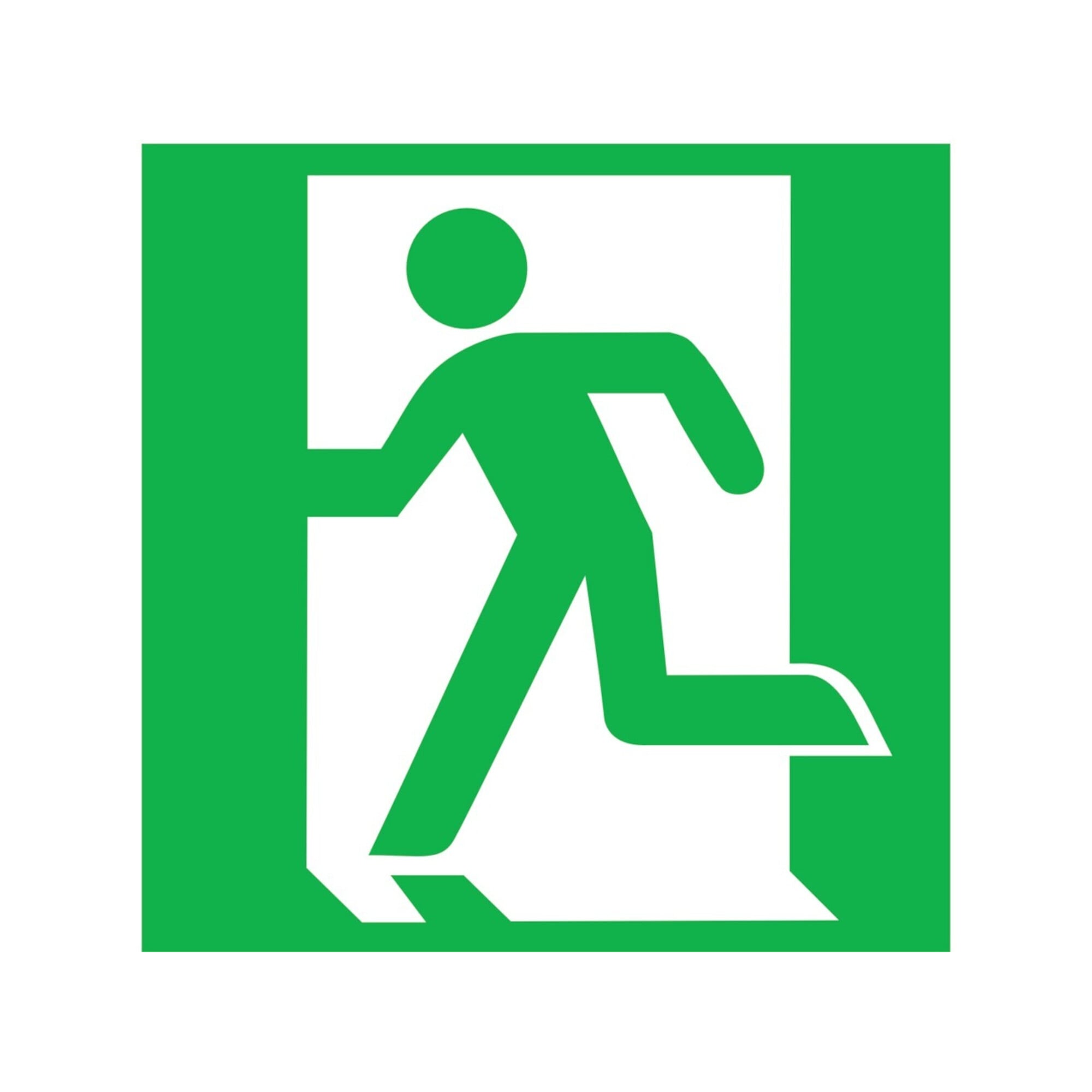 SafetyMarking Fluchtwegschild Folie B200xH200 mm Notausgang links langnachleuchtend ; wolk