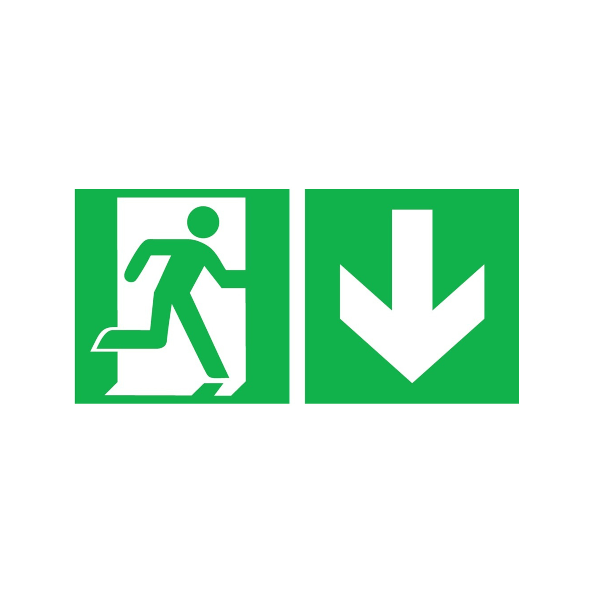 SafetyMarking Fluchtwegschild Folie B400xH200 mm Notausgang rechts mit Pfeil abwärts ; wolk