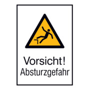 SafetyMarking Panneau d'avertissement Aluminium L262xH371 mm Attention risque de chute