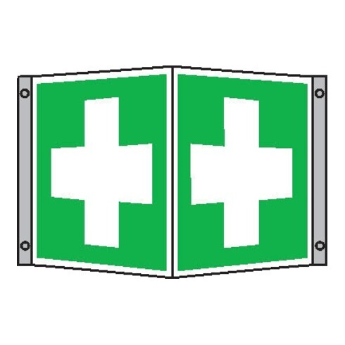 SafetyMarking Panneau de signalisation Alu L200xH200 mm angle Premiers secours phosphorescent