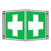 SafetyMarking Panneau de signalisation Alu L200xH200 mm angle Premiers secours phosphorescent