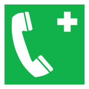 SafetyMarking Panneau de sortie de secours Alu L200xH200 mm Téléphone d'urgence phosphorescent