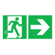 SafetyMarking Panneau de sortie de secours alu L300xH150 mm sortie droite avec flèche droite