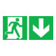 SafetyMarking Panneau de sortie de secours alu L300xH150 mm sortie droite avec flèche vers le bas-1