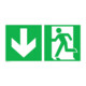 SafetyMarking Panneau de sortie de secours alu L300xH150 mm sortie gauche avec flèche vers le bas-1