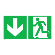 SafetyMarking Panneau de sortie de secours alu L300xH150 mm sortie gauche avec flèche vers le bas