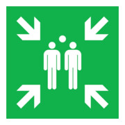 SafetyMarking Panneau de sortie de secours Alu L400xH400 mm Point de rassemblement phosphorescent