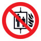 SafetyMarking Panneau d'interdiction Film D100 mm Ascenseur en cas d'incendie ne pas utiliser-1