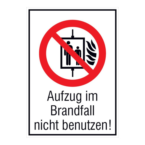 SafetyMarking Panneau d'interdiction Film L13,1 x H18,5 cm Ne pas utiliser l'ascenseur en cas d'incendie