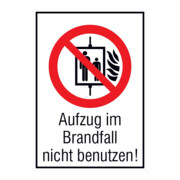 SafetyMarking Panneau d'interdiction Film L13,1 x H18,5 cm Ne pas utiliser l'ascenseur en cas d'incendie