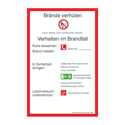SafetyMarking Panneau d'interdiction plastique L200xH300 mm Règlement incendie Allemagne