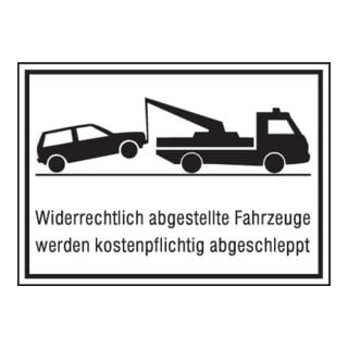 SafetyMarking Panneau interdiction de stationner Alu L400xH250 mm Véhicules stationnés sans autorisation