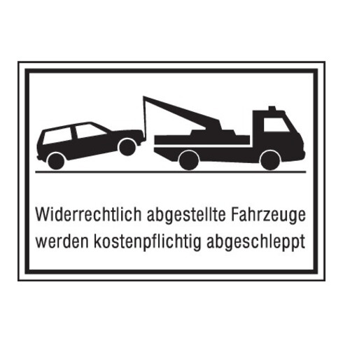 SafetyMarking Panneau interdiction de stationner Alu L400xH250 mm Véhicules stationnés sans autorisation
