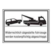 SafetyMarking Panneau interdiction de stationner Alu L400xH250 mm Véhicules stationnés sans autorisation