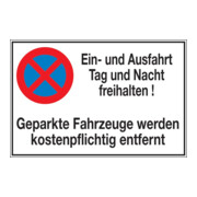 SafetyMarking Panneau interdiction de stationner Alu L600xH400 mm Garder entrée et sortie libre