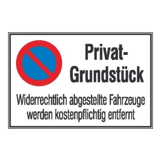 SafetyMarking Parkverbotsschild Alu B600xH400 mm Privatgrundstück