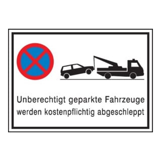 SafetyMarking Parkverbotsschild Alu B600xH400 mm Unberechtigt geparkte Fahrzeuge w.