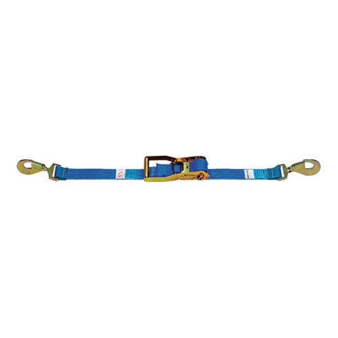 Sangle d'amarrage DIN EN 12195-2 L. 10 m l. 50 mm avec rochet + mousqueton LC U