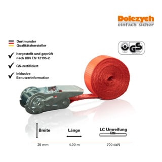 Sangle d'arrimage Dolezych avec mini-cliquet 4m