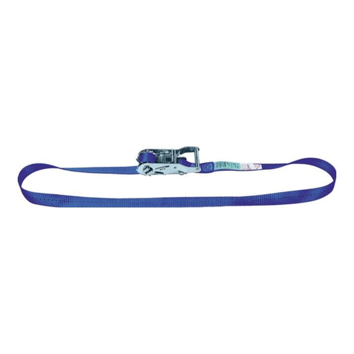 Sangle d'amarrage DIN EN 12195-2 L. 5 m l. 25 mm à cliquet LC U 1000 daN