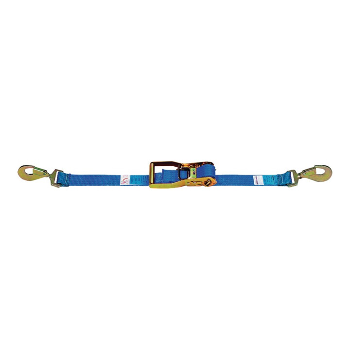 Sangle d'amarrage DIN EN 12195-2 L. 6 m l. 50 mm avec rochet + mousqueton LC U 4
