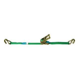 Sangle d'amarrage DIN EN 12195-2 L. 8 m l. 35 mm avec rochet + crochets pointu L