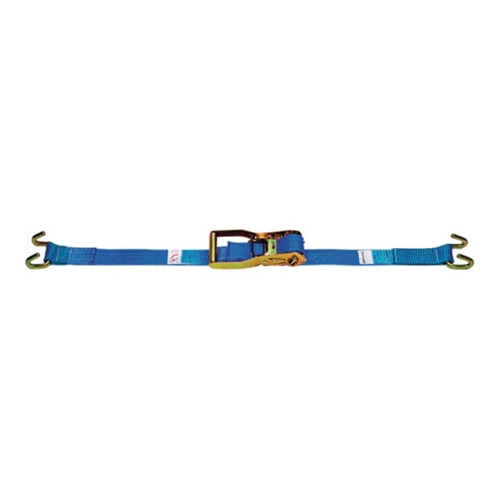 Sangle d'amarrage Dolezych, DIN EN 12195-2, L. 6 m l. 50 mm, avec cliquet + crochets à cadre