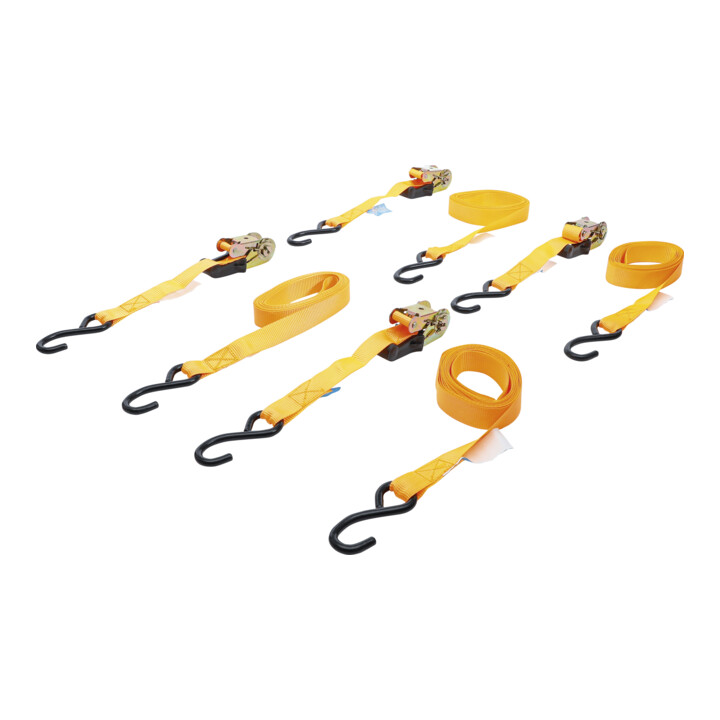 Sangles à cliquet BGS avec crochets robustes, 5 m x 25 mm, 4 pièces
