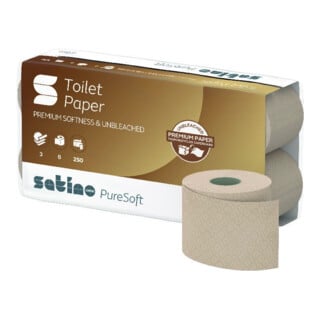 Satino PureSoft Toilettenpapier Kleinrollen 3-lagig 250 Blatt