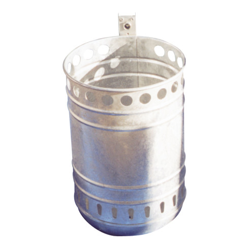 Schake Abfallbehälter 30l, rund, Höhe ca. 495 mm, montiert + Standpfosten Ø 60 x 1300 mm