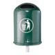 Schake Abfallbehälter oval ca. 45l, 600mm x 260mm x 410mm, beschichtet, montiert + Standpfosten Ø 60 x 1300 mm