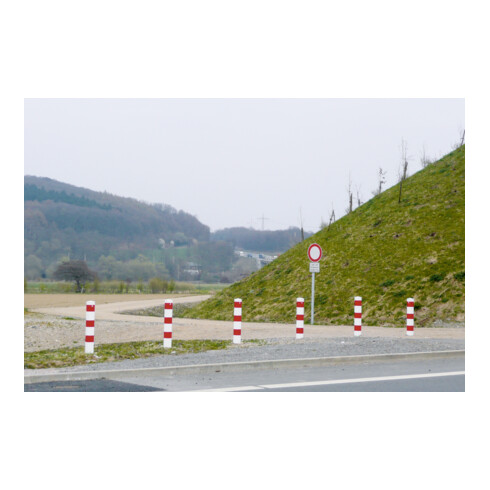 Schake Absperrpfosten Typ 40100FB, herausnehmbar + Dreikantverschluß, weiß / rot