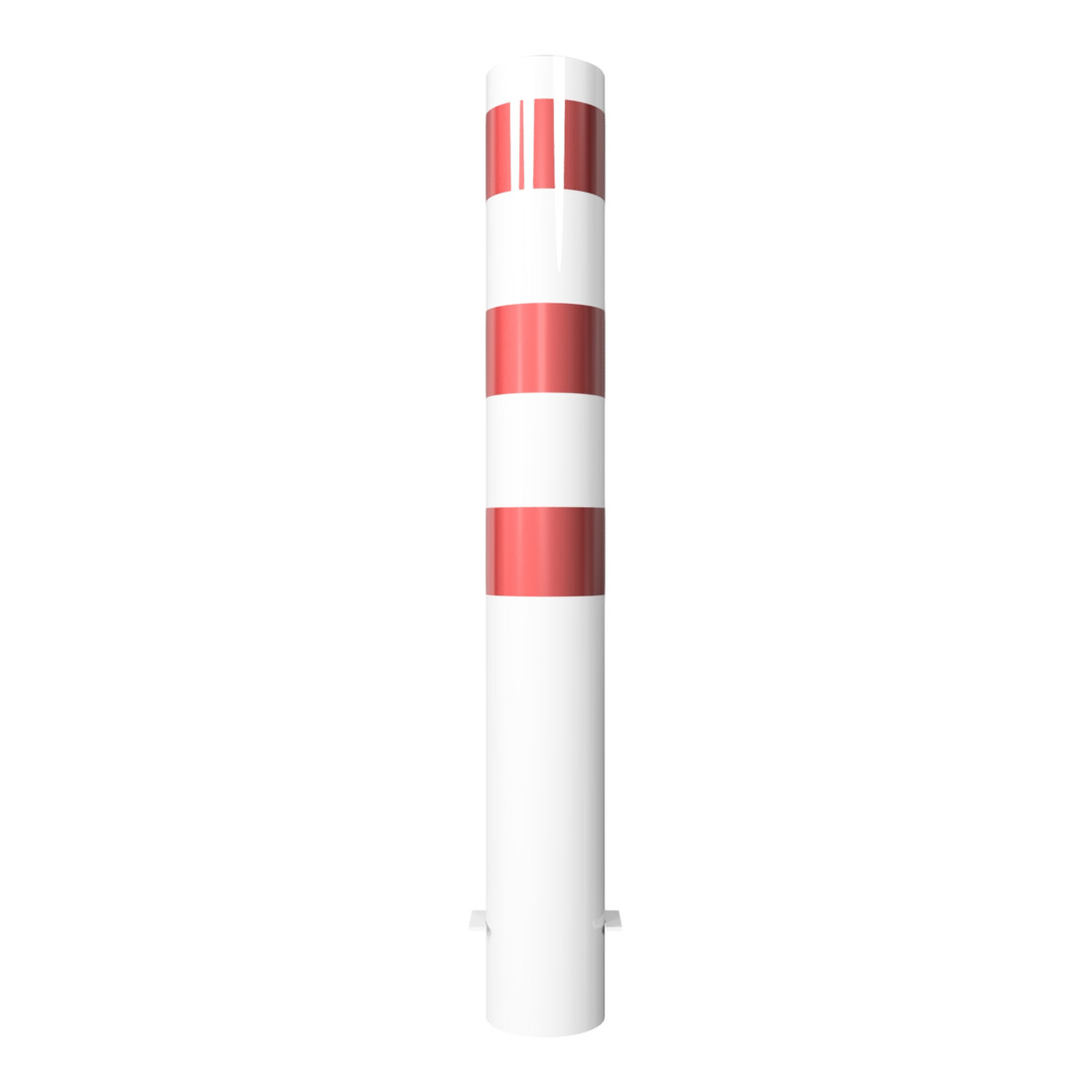 Schake Absperrpfosten Typ 40150B, ortsfest, zum Einbetonieren, Ø 152mm, Gesamtlänge:1200mm, weiß / rot