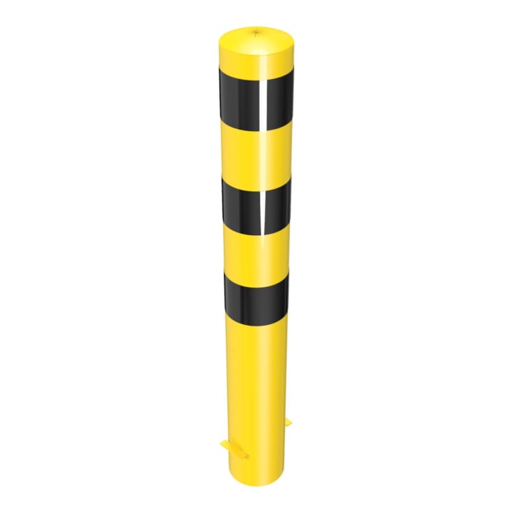 Schake Absperrpfosten Typ 40150BG, ortsfest, zum Einbetonieren, Ø 152mm, Gesamtlänge:1200mm, gelb / schwarz
