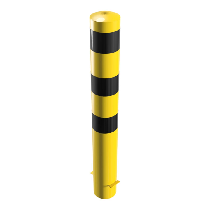 Schake Absperrpfosten Typ 40150BG, ortsfest, zum Einbetonieren, Ø 152mm, Gesamtlänge:1200mm, gelb / schwarz